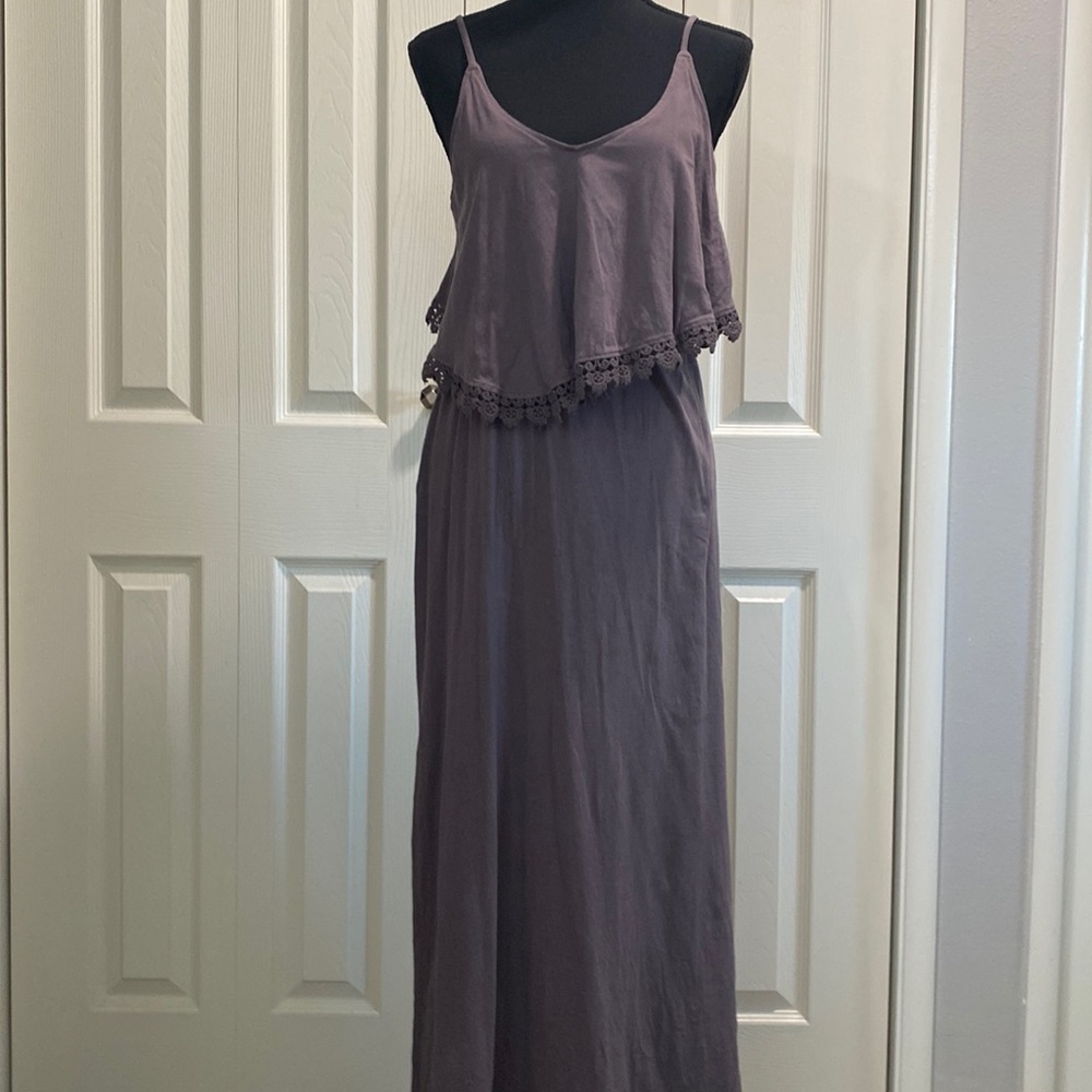 O'Neill Lavender Lace-Trim Maxi Dress